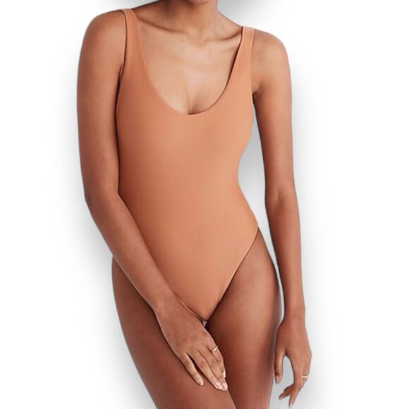 Madewell Swimsuit WMNS M Tan Contour One-Piece NG179 Cheeky Jade Vacation - Picture 1 of 11